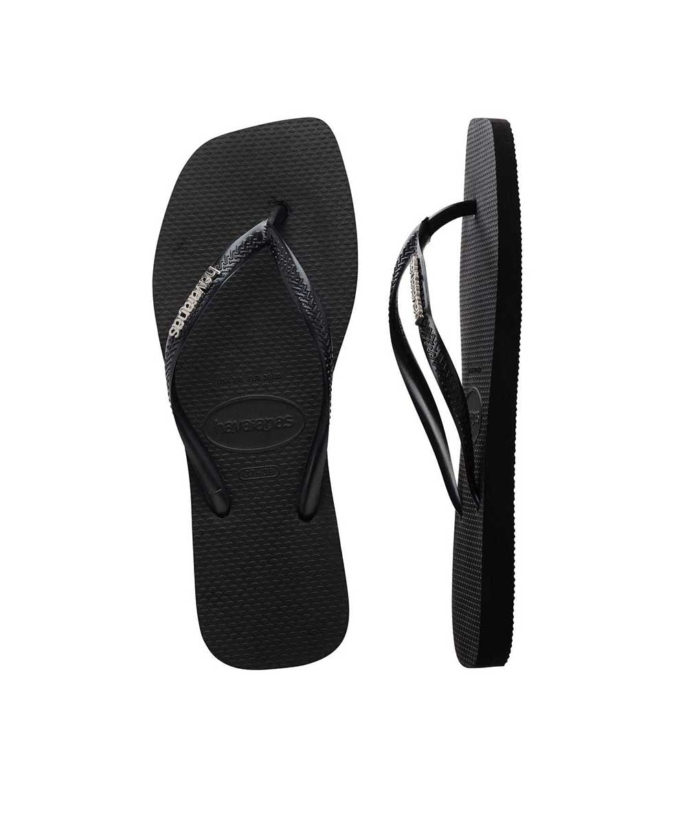 Havaianas Women's Slim Square Metalic Logo Thongs